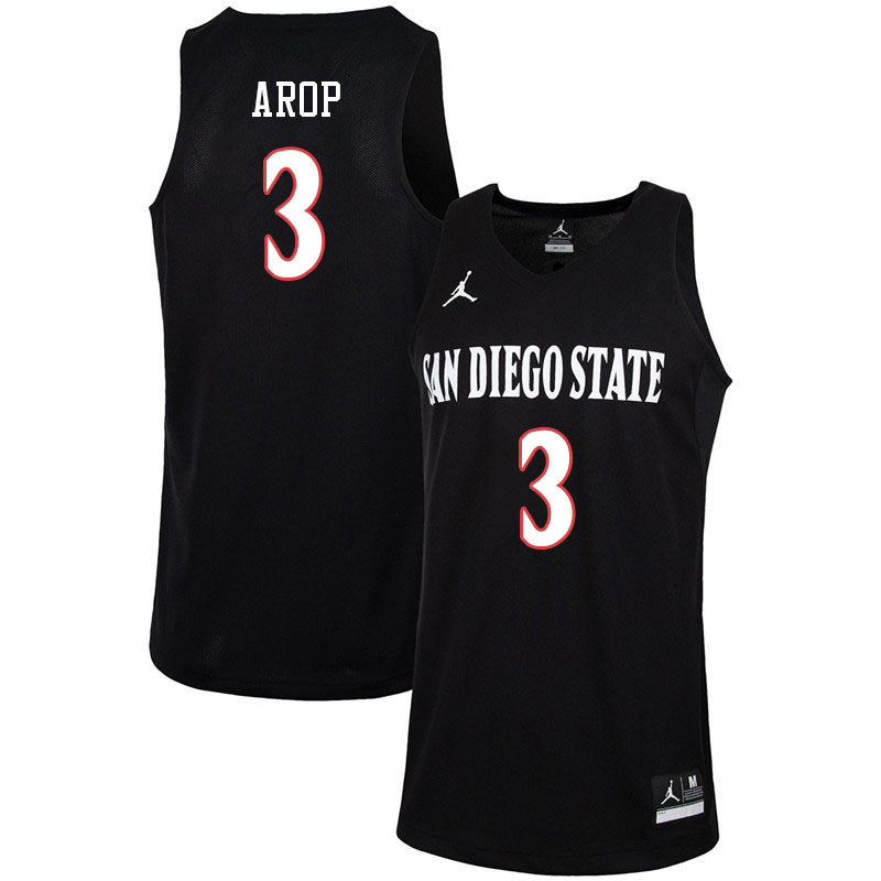 Jordan Brand Men #3 Aguek Arop San Diego State Aztecs College Basketball Jerseys-Black
